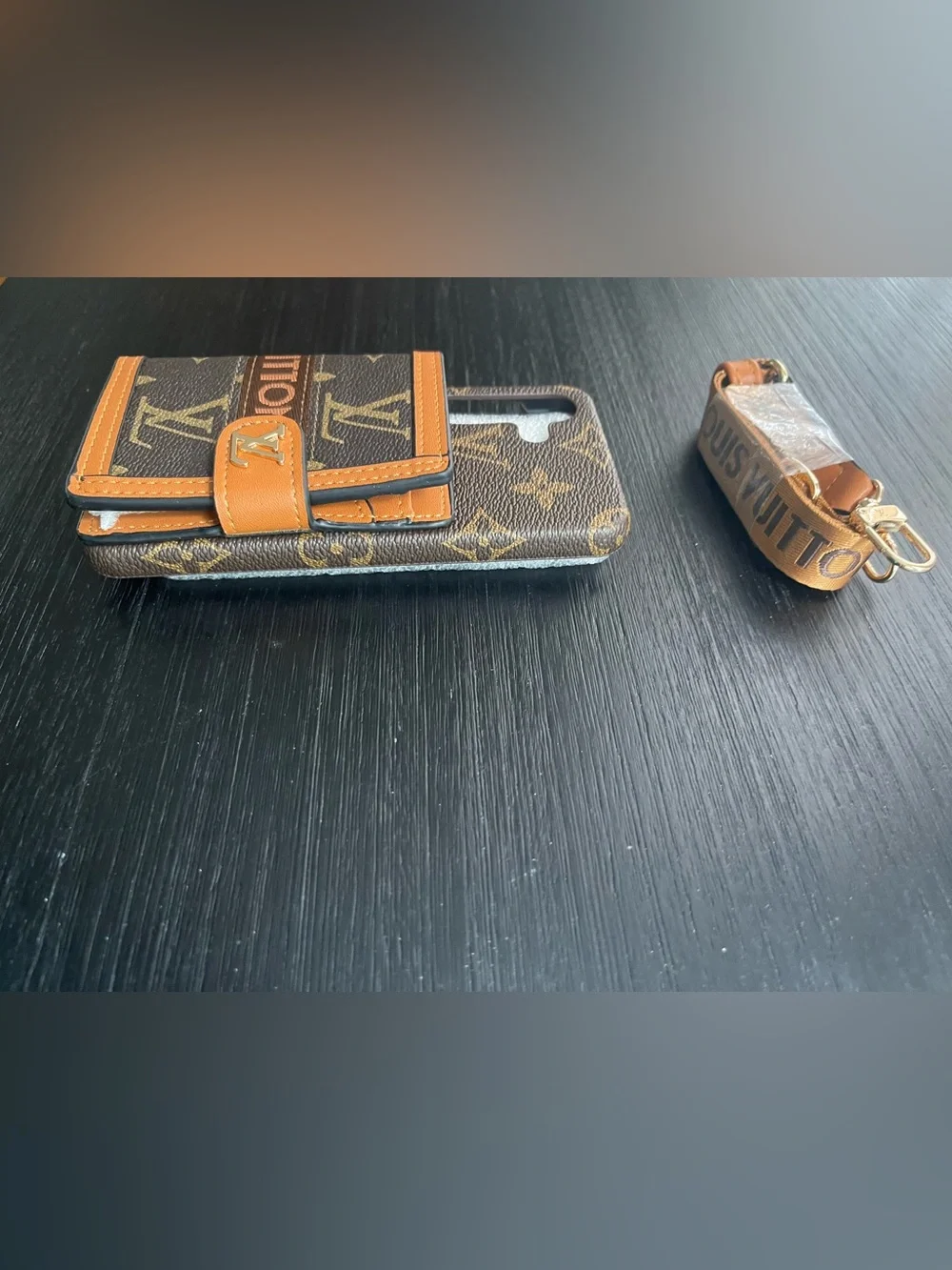 Samsung s25 - brown, crossbody wallet Phone case with card holder and strap